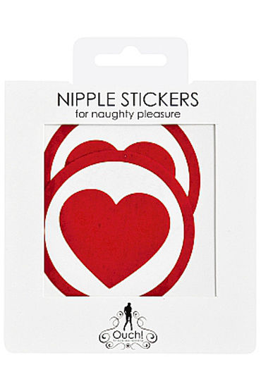 Shots Toys Nipple Sticker Round Hearts, красные - фото, отзывы