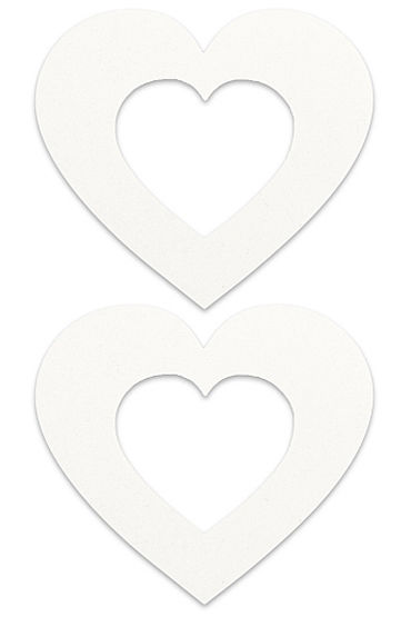 Shots Toys Nipple Sticker Open Hearts, белые, Пэстисы в форме сердечек, с отверстиями для сосков