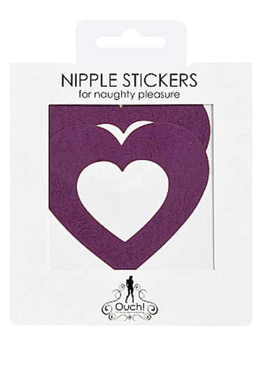 Shots Toys Nipple Sticker Open Hearts, фиолетовые - фото, отзывы