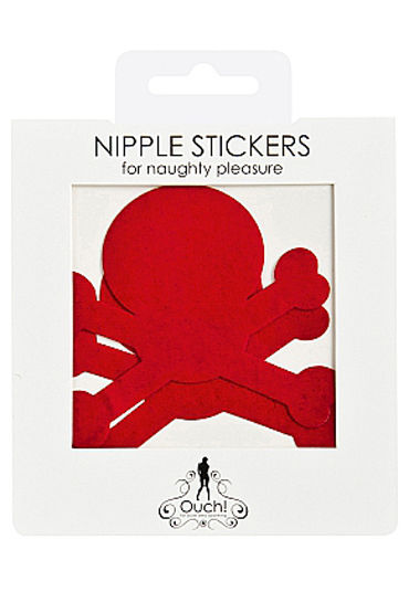 Shots Toys Nipple Sticker Skull, красные - фото, отзывы