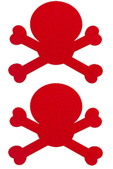 Shots Toys Nipple Sticker Skull, красные, Пэстисы в форме черепов