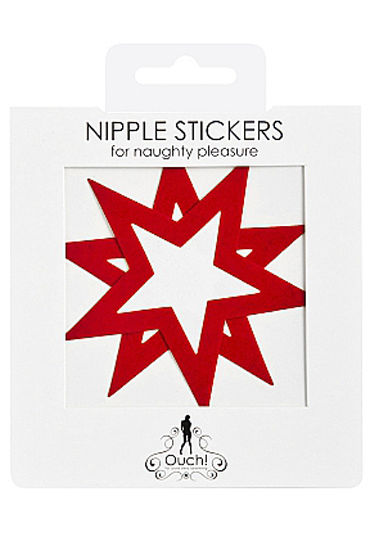 Shots Toys Nipple Sticker Open Stars, красные - фото, отзывы