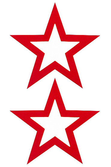 Shots Toys Nipple Sticker Open Stars, красные, Пэстисы в форме звездочек, с отверстиями для сосков