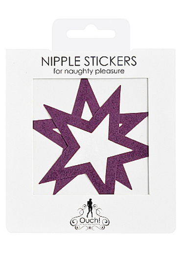 Shots Toys Nipple Sticker Open Stars, фиолетовый - фото, отзывы