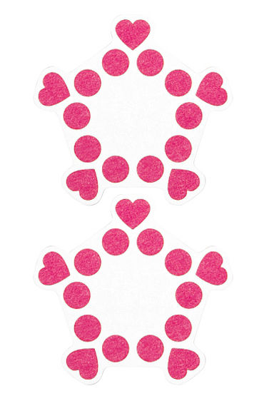 Shots Toys Nipple Sticker Open Circle and Hearts, розовые, Пэстисы, сердечки и кружочки, не закрывают соски