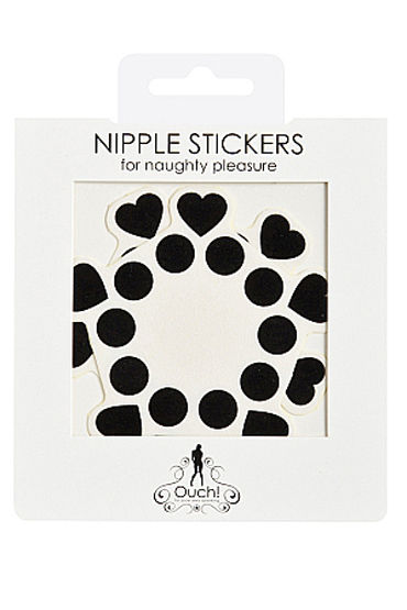 Shots Toys Nipple Sticker Open Circle and Hearts, черные - фото, отзывы