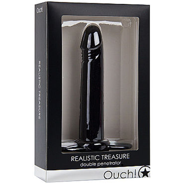Shots Toys Realistic Treasure, черная - Насадка на пенис для двойного проникновения - купить в секс шопе