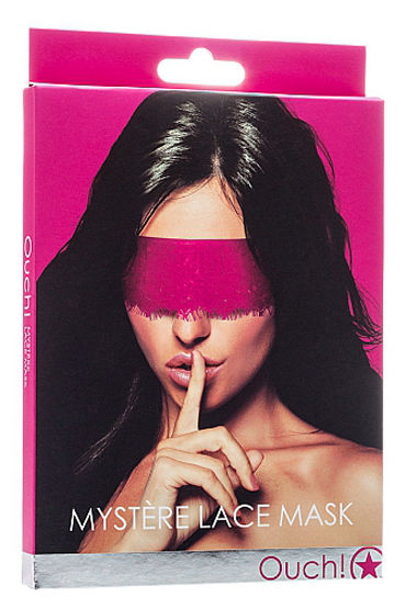 Shots Toys Mystere Lace Mask, розовая - Кружевная маска на глаза - купить в секс шопе