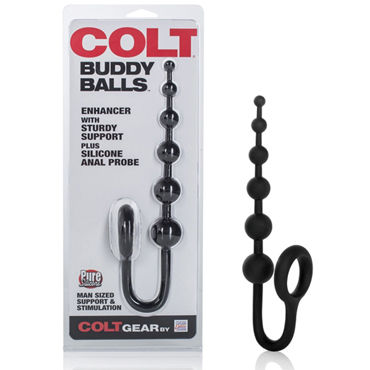 California Exotic Colt Buddy Balls, черная, Анальная цепочка с эрекционным кольцом