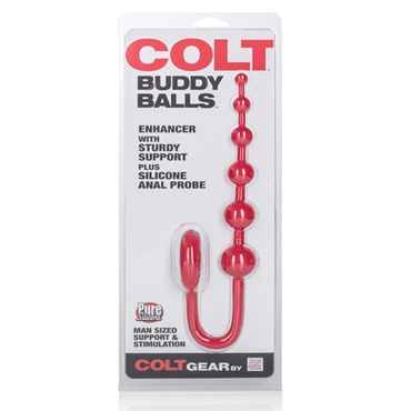 California Exotic Colt Buddy Balls, красная - Анальная цепочка с эрекционным кольцом - купить в секс шопе