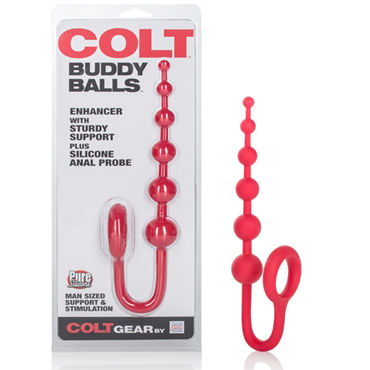 California Exotic Colt Buddy Balls, красная, Анальная цепочка с эрекционным кольцом