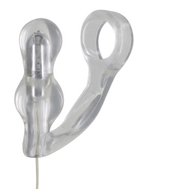 Toy Joy Manpower Plug & Penis ring, прозрачная, Анальная втулка с эрекционным кольцом, вибрирующая