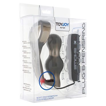 Toy Joy Manpower Plug & Penisring, серый - Анальная втулка с эрекционным кольцом, вибрирующая - купить в секс шопе