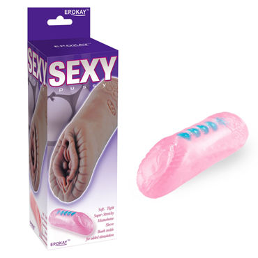 Erokay Sexy Pussy with Beads Tube, розовый, Мастурбатор вагина