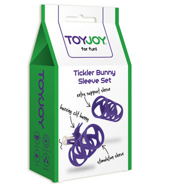 Toy Joy Tickler Bunny Sleeve Set, фиолетовый, Набор из двух насадок на пенис и другие товары Toy Joy с фото