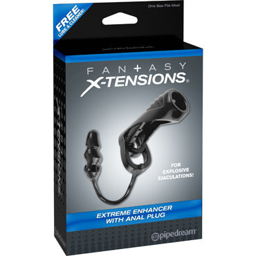 Pipedream Fantasy X-tensions Extreme Enhancer with Anal Plug, Насадка на пенис с анальной пробкой