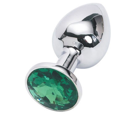 Luxurious Tail Анальная пробка, серебристая, С зеленым кристаллом