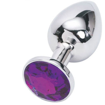 Luxurious Tail Анальная пробка, серебристая, С фиолетовым кристаллом