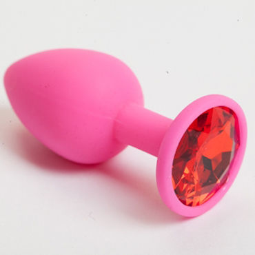 Luxurious Tail Анальная пробка, розовая, С красным кристаллом