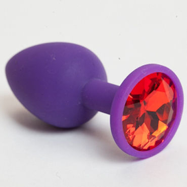 Luxurious Tail Анальная пробка, фиолетовая, С красным кристаллом