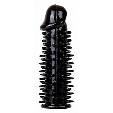Shots Toys Realistic Spikey Penis Extension, черный, Насадка на пенис с усиками