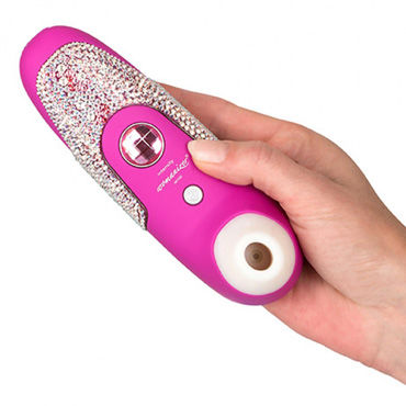 Womanizer W100, розовый - Вакуумный стимулятор клитора, инкрустированый кристаллами Swarovski - купить в секс шопе