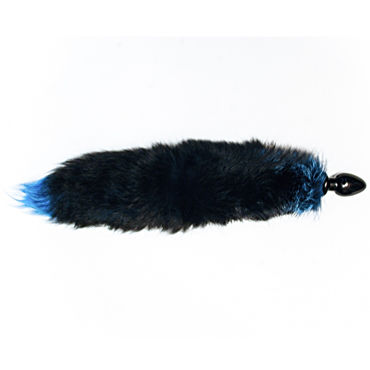 Wild Lust анальная пробка 6 см, черно-голубая, С лисьим хвостом