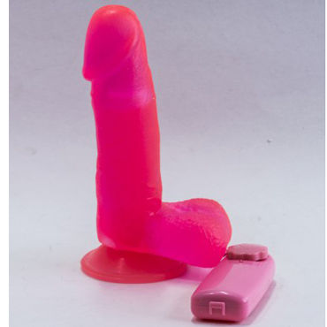 Биоклон Реалистик на присоске 19 см, розовый, С мошонкой, в ламинированной упаковке