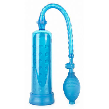 Shots Toys Bubble Power Pump, синяя, Вакуумная помпа с пузырчатой поверхностью