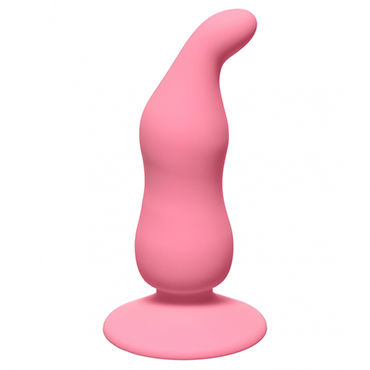 Lola Toys First Time Waved Anal Plug, розовая, Втулка анатомической формы, на присоске