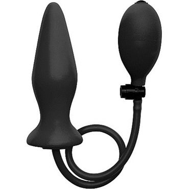 Ouch! Inflatable Silicone Plug, черная, Расширяющаяся анальная пробка