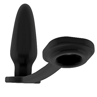 Shots Toys Sono Butt Plug with Cockring №1, черная, Анальная втулка с эрекционным кольцом