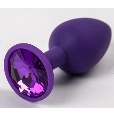 Luxurious Tail Силиконовая анальная пробка 7 см, фиолетовая, С фиолетовым стразом 