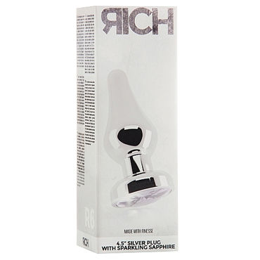 Shots toys Rich Silver Plug Clear Sapphire R6 - Анальная пробка со стразом - купить в секс шопе
