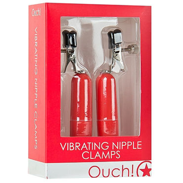 Ouch! Vibrating Nipple Clamps, красные - фото, отзывы