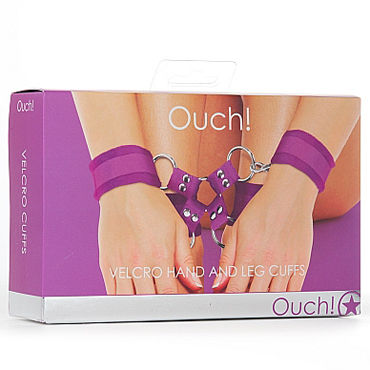 Ouch! Velcro Hand And Leg Cuffs, фиолетовый - Комплект для бандажа - купить в секс шопе