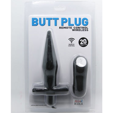 Baile Butt Plug Remote Control, черная, Анальная пробка с беспроводным пультом управления