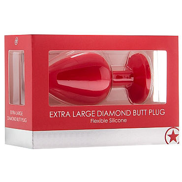 Ouch! Extra Large Diamond Butt Plug, красная — фото 2