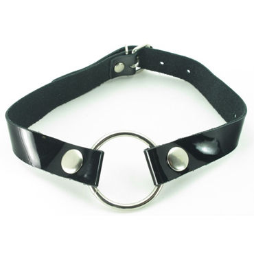 BDSM Арсенал кляп-кольцо черный, С лаковыми ремешками