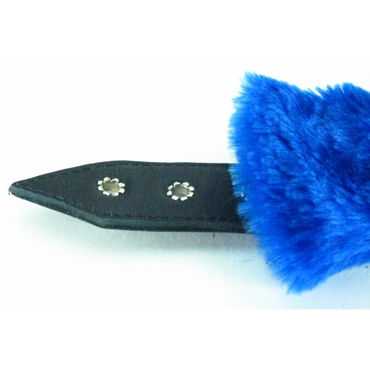 BDSM Арсенал Наножники с синим мехом - Лаковая кожа - купить в секс шопе