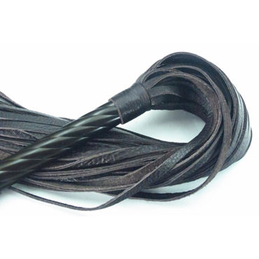 BDSM Арсенал Дизайнерская плеть, черная - С никелевой рукояткой - купить в секс шопе