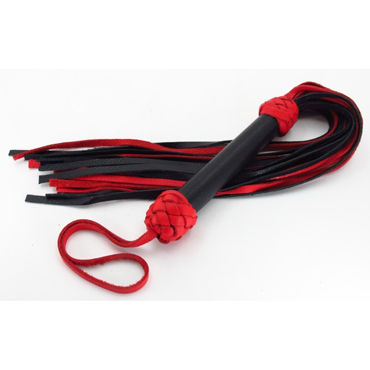 BDSM Арсенал Многохвостая плеть, черно-красная - С плетенными вставками - купить в секс шопе
