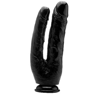 Shots Toys Realrock Realistic Double Cock 25 см, черный, Анально-вагинальный фаллоимитатор