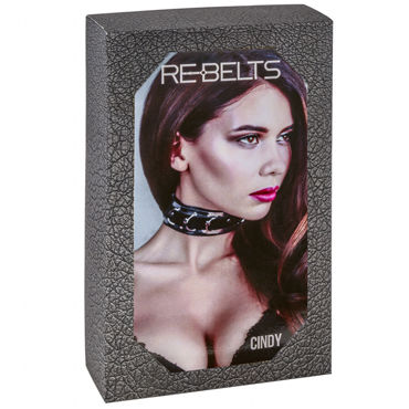 Rebelts Sindy, черно-серебристые - Ошейник с зеркальными элементами - купить в секс шопе