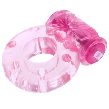 Baile Vibrator&Condom с бабочкой, розовое - Эрекционное кольцо с вибрацией - купить в секс шопе