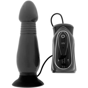Seven Creations Thrusting Butt Plug, черный, Анальный стимулятор с вибрацией