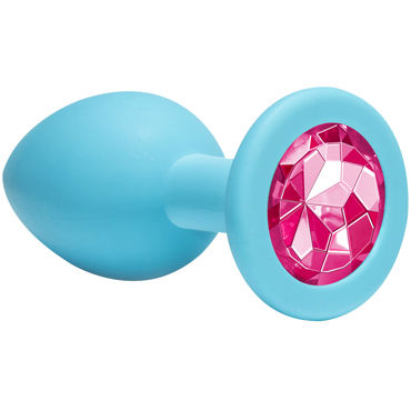 Lola Toys Emotions Cutie Medium, голубая, Анальная пробка с розовым кристаллом