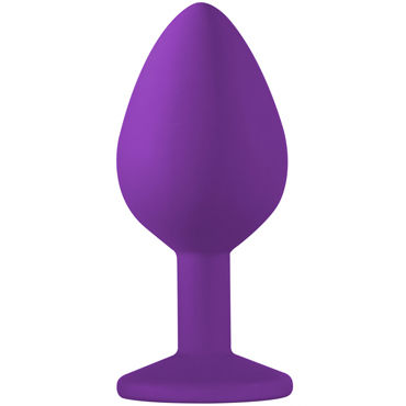 Lola Toys Emotions Cutie Medium, фиолетовая - Анальная пробка с голубым кристаллом - купить в секс шопе