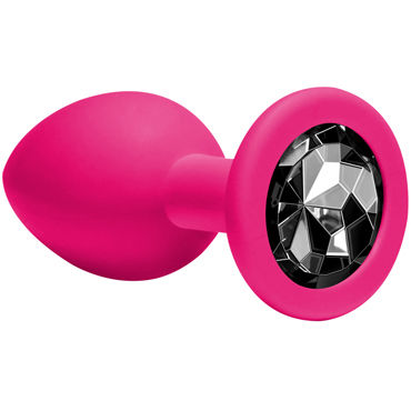 Lola Toys Emotions Cutie Medium, розовая, Анальная пробка с черным кристаллом
