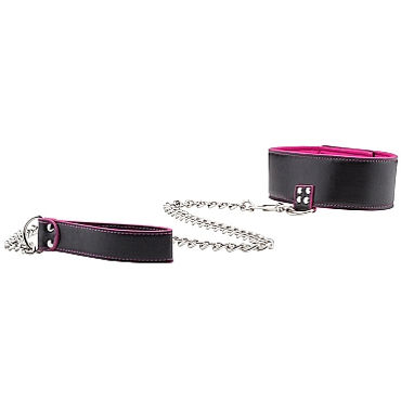 Ouch! Reversible Collar with Leash, черно-розовый — фото 1